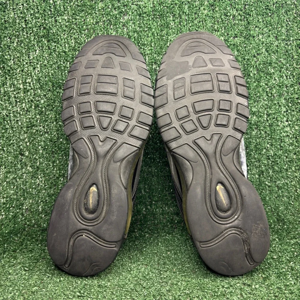 Nike Air Max 97 Triple Black Leather Mesh Streetwear Running Shoes Mens Size 9.5